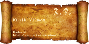 Kubik Vilmos névjegykártya